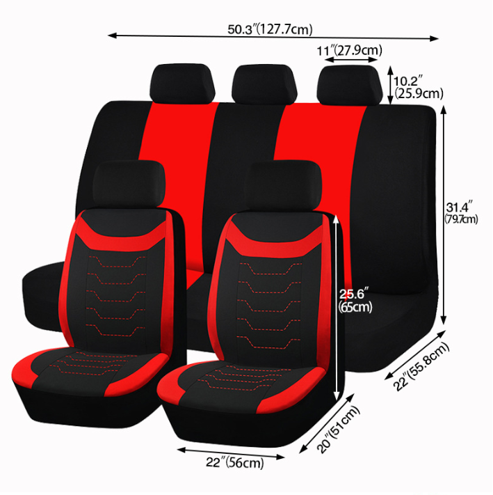 Polyester Car Seat Cover 5-Seater 9-Piece Set